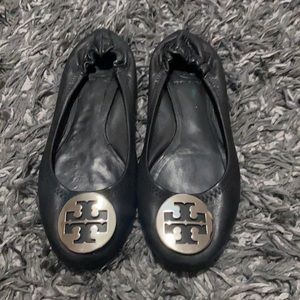 Tory Burch Reva Black Leather Medal Emblem Ballet Flats 8